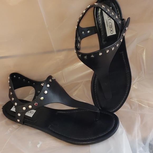 JIMMY CHOO Dara Vachetta Leather Flat Sandals - Picture 3 of 11